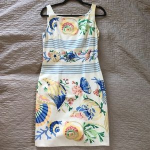 Vintage Maggy London Dress w/ Seashell + Stripes